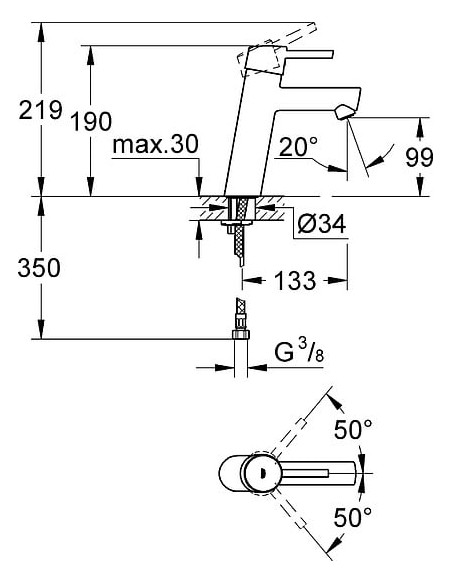 Grohe izlietnes jaucējkrāns Concetto 23451001 - 8 Grohe izlietnes jaucējkrāns Concetto 23451001 - 8