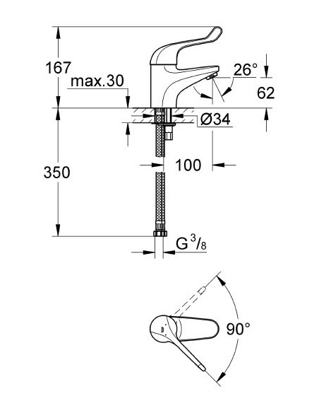 Grohe izlietnes jaucējkrāns Euroeco Special 32789000 - 4 Grohe izlietnes jaucējkrāns Euroeco Special 32789000 - 4