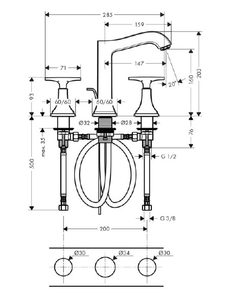 Hansgrohe izlietnes jaucējkrāns Metropol Classic 31307000
