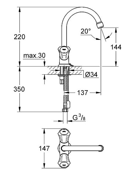 Grohe izlietnes jaucējkrāns Costa L 21374001 - 9