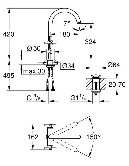 Grohe izlietnes jaucējkrāns Atrio New 21044DC3 - 3