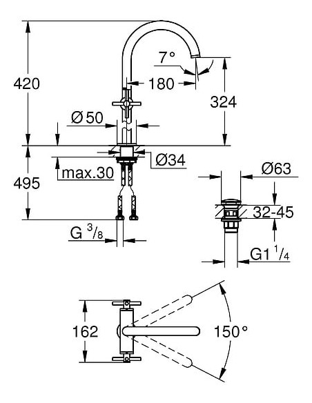 Grohe izlietnes jaucējkrāns Atrio New 21044003 - 3