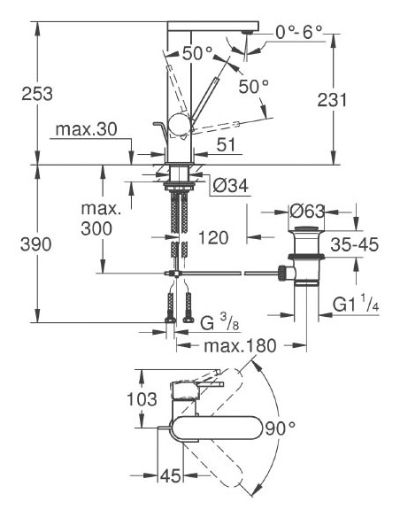 Grohe izlietnes jaucējkrāns Plus 23851003 - 3