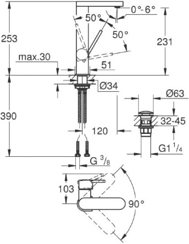 Grohe izlietnes jaucējkrāns Plus 23873003 - 3