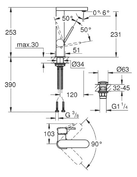 Grohe izlietnes jaucējkrāns Plus 23873003 - 3