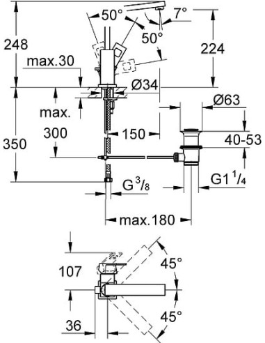 Grohe izlietnes jaucējkrāns Eurocube 2313500E - 10
