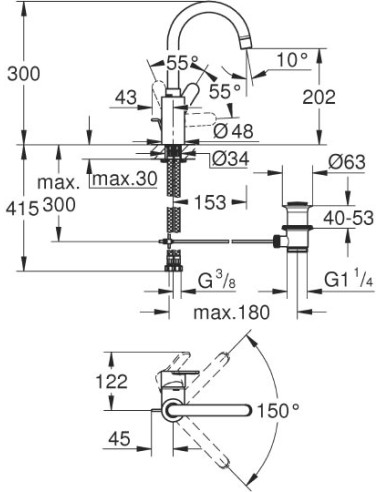 Grohe izlietnes jaucējkrāns Eurosmart Cosmopolitan 32830001 - 6
