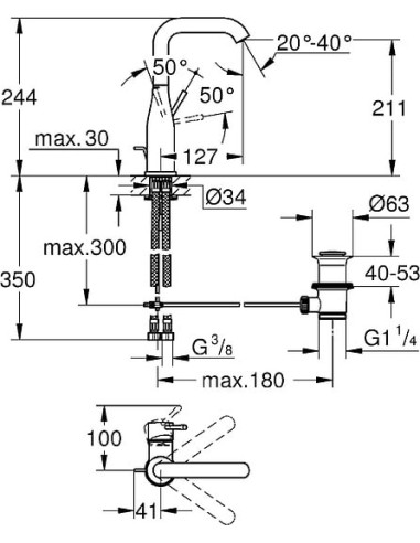 Grohe izlietnes jaucējkrāns Essence New 32628001 - 7