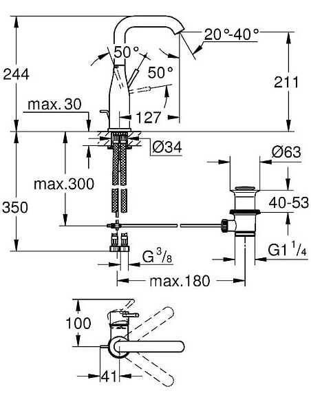 Grohe izlietnes jaucējkrāns Essence New 32628001 - 7