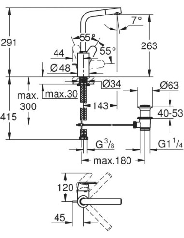 Grohe izlietnes jaucējkrāns Eurodisc Cosmopolitan 23054003 - 4