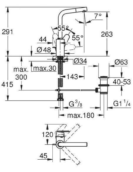 Grohe izlietnes jaucējkrāns Eurodisc Cosmopolitan 23054003 - 4 Grohe izlietnes jaucējkrāns Eurodisc Cosmopolitan 23054003 - 4
