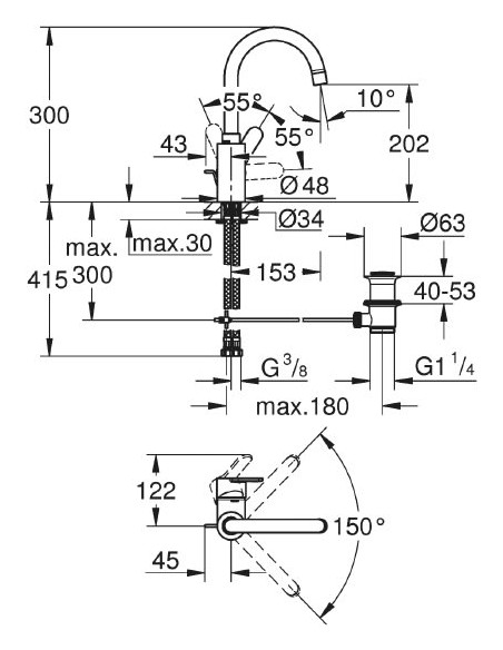Grohe izlietnes jaucējkrāns Eurostyle Cosmopolitan 23043003 - 3 Grohe izlietnes jaucējkrāns Eurostyle Cosmopolitan 23043003 - 3