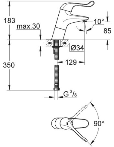 Grohe izlietnes jaucējkrāns Euroeco Special Relaunch 32790000 - 4