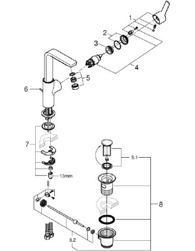 Grohe izlietnes jaucējkrāns Lineare New 23296001 - 8
