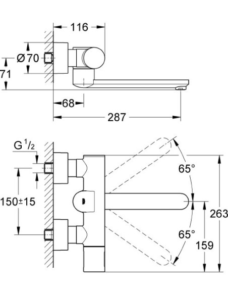 Grohe termostata jaucējkrāns izlietnei Eurosmart Cosmopolitan E 36332000 - 3 Grohe termostata jaucējkrāns izlietnei Eurosmart Cosmopolitan E 36332000 - 3