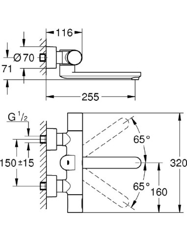 Grohe termostata jaucējkrāns izlietnei Eurosmart Cosmopolitan E 36333000 - 3