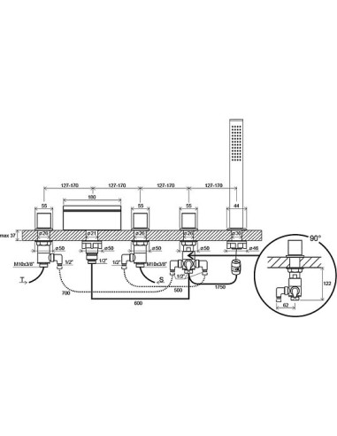 Ravak jaucējkrāns uz vannas malas Waterfall WF 025.00 - 4
