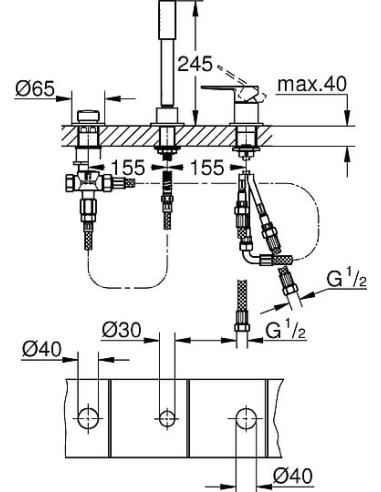 Grohe jaucējkrāns uz vannas malas Lineare New 19965001 - 3