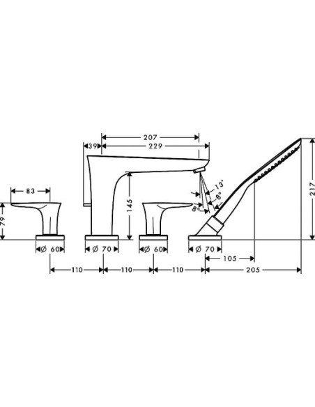 Hansgrohe jaucējkrāns uz vannas malas PuraVida 15446000