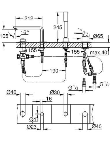 Grohe jaucējkrāns uz vannas malas Lineare New 19577DC1 - 3