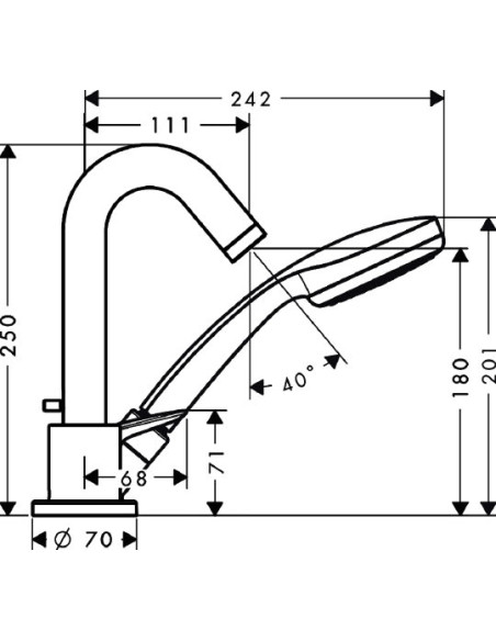Hansgrohe jaucējkrāns uz vannas malas Logis 71310000