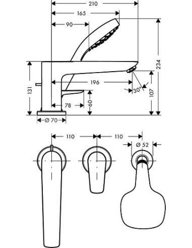 Hansgrohe jaucējkrāns uz vannas malas Talis E...