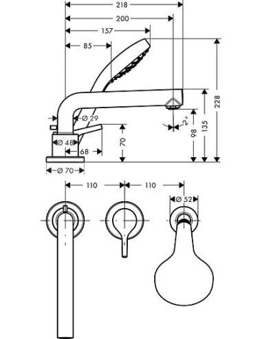 Hansgrohe jaucējkrāns uz vannas malas Talis E...
