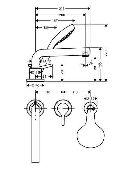 Hansgrohe jaucējkrāns uz vannas malas Talis E 72417000