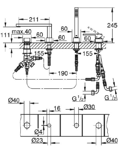Grohe jaucējkrāns uz vannas malas Plus 29307003 - 3
