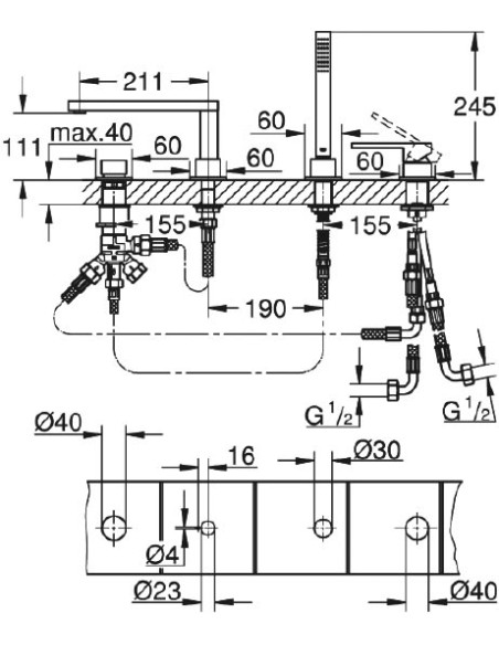 Grohe jaucējkrāns uz vannas malas Plus 29307003 - 3