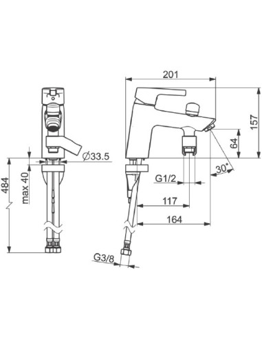 Oras jaucējkrāns uz vannas malas Saga Style 3946FH