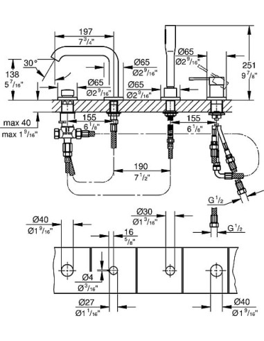 Grohe jaucējkrāns uz vannas malas Essence New 19578001 - 4