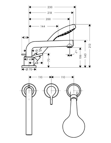 Hansgrohe jaucējkrāns uz vannas malas Talis S 72416000