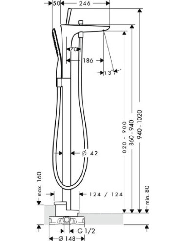 Hansgrohe jaucējkrāns vannai ar dušu PuraVida...