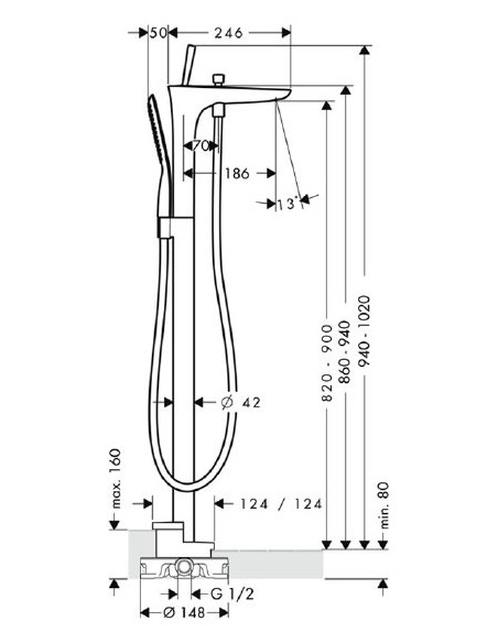 Hansgrohe jaucējkrāns vannai ar dušu PuraVida 15473000