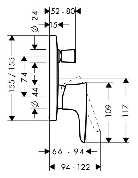 Hansgrohe jaucējkrāns vannai ar dušu PuraVida 15445000