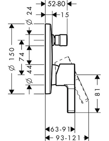 Hansgrohe jaucējkrāns vannai ar dušu Metris S...