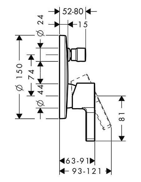 Hansgrohe jaucējkrāns vannai ar dušu Metris S 31465000