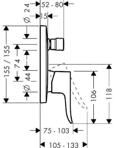 Hansgrohe jaucējkrāns vannai ar dušu Metris...