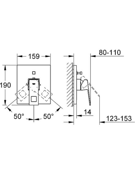 Grohe jaucējkrāns vannai ar dušu Eurocube 19896000 - 7 Grohe jaucējkrāns vannai ar dušu Eurocube 19896000 - 7