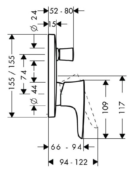 Hansgrohe jaucējkrāns vannai ar dušu PuraVida 15445400