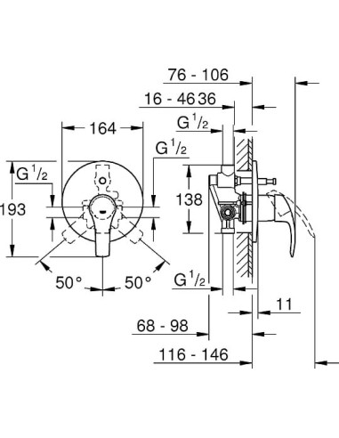 Grohe jaucējkrāns vannai ar dušu Eurosmart New 33305002 - 3