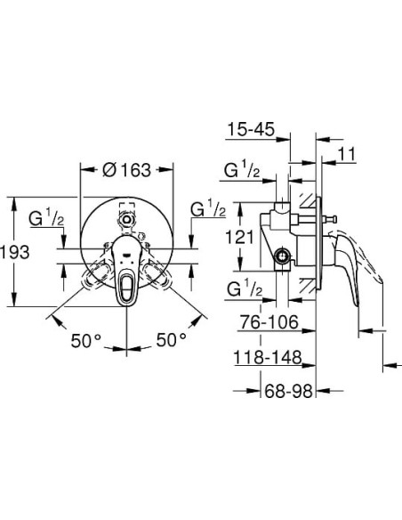 Grohe jaucējkrāns vannai ar dušu Eurostyle New 33637003 - 4 Grohe jaucējkrāns vannai ar dušu Eurostyle New 33637003 - 4