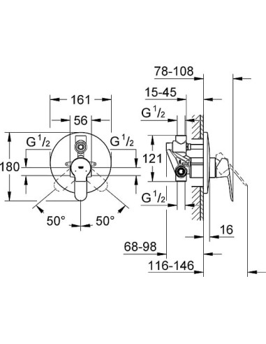 Grohe jaucējkrāns vannai ar dušu BauEdge 29079000 - 3