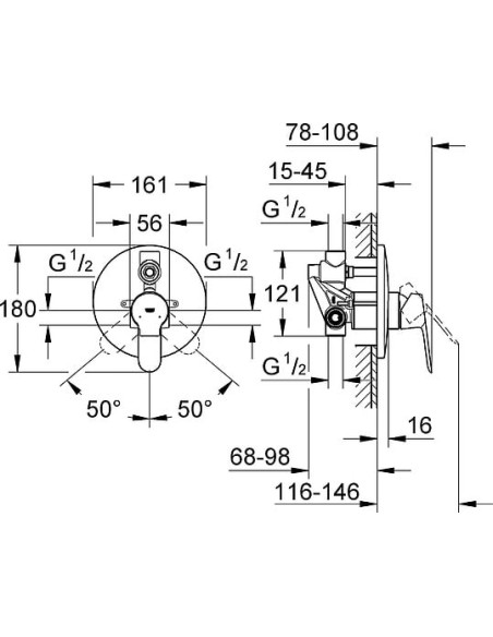 Grohe jaucējkrāns vannai ar dušu BauEdge 29079000 - 3 Grohe jaucējkrāns vannai ar dušu BauEdge 29079000 - 3