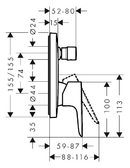 Hansgrohe jaucējkrāns vannai ar dušu Talis E 71745990