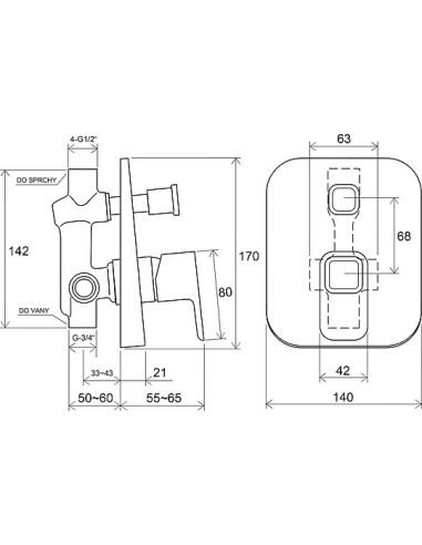 Ravak jaucējkrāns vannai ar dušu 10° TD 061.00 - 3