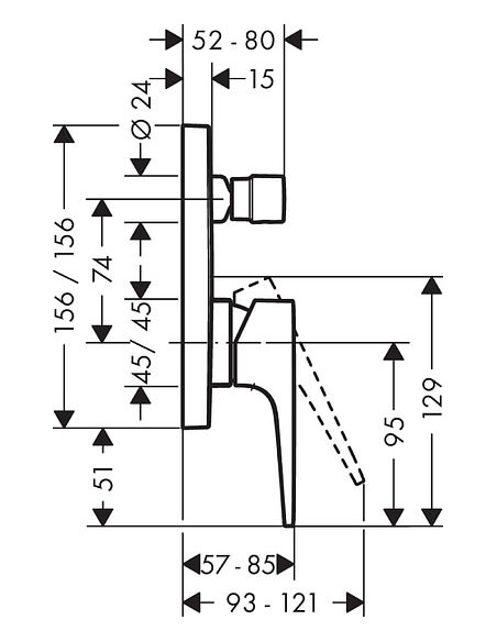 Hansgrohe jaucējkrāns vannai ar dušu Metropol 32545000