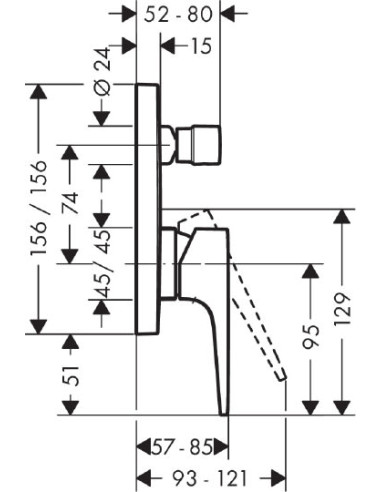 Hansgrohe jaucējkrāns vannai ar dušu Metropol...