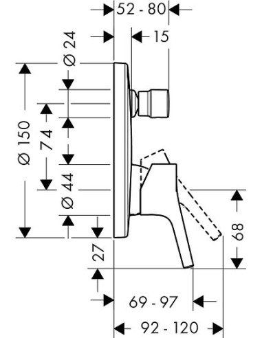 Hansgrohe jaucējkrāns vannai ar dušu Talis S...
